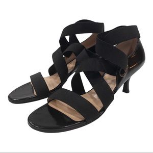 Stuart Weitzman Stretch Strappy Heeled Sandal Black 9